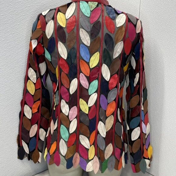 Belgin Francis Women’s Jacket Classic Leaf Design Leather Size XL Multicolor - Picture 2 of 9